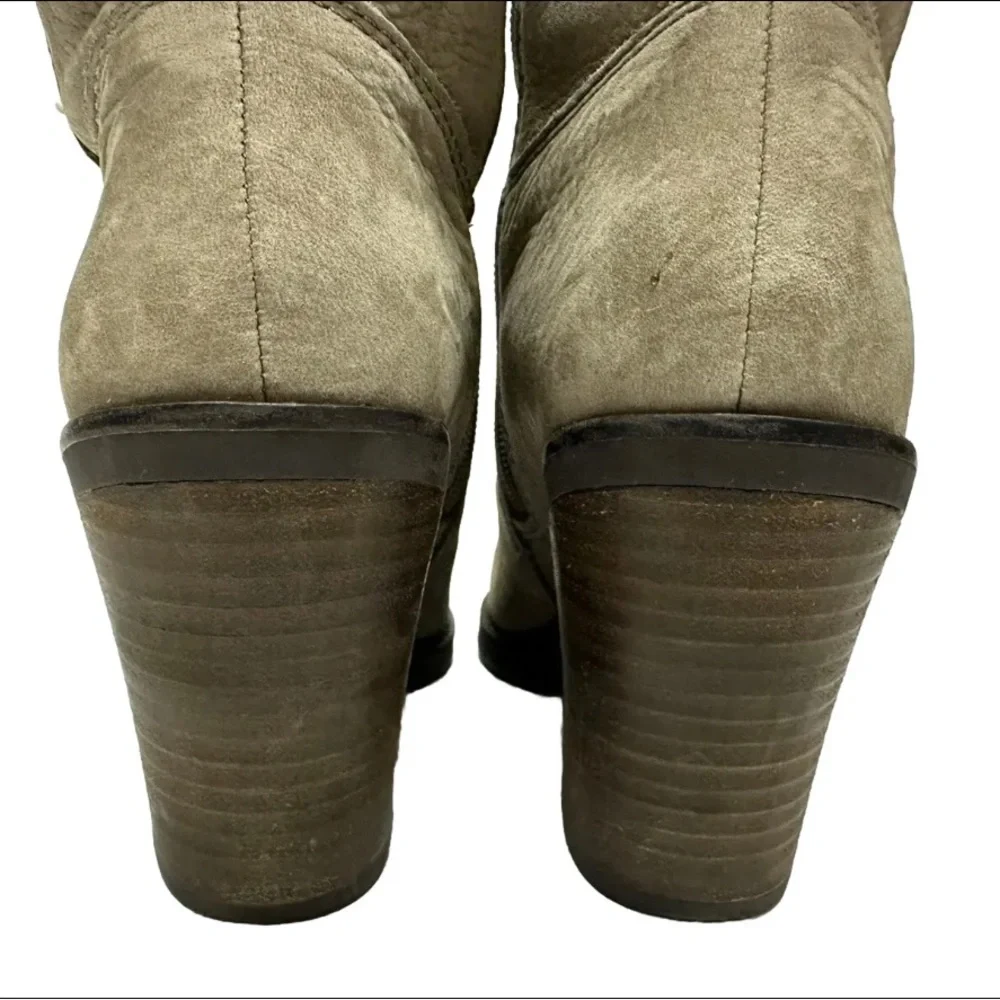 Lucky Brand Womens Size 5 Knee High Light Taupe Nubuck Leather Lace Up Boots
